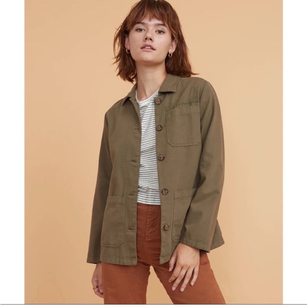 MARINE LAYER Olive Green Women's Utility Chore Jacket 100% Organic Cotton Large